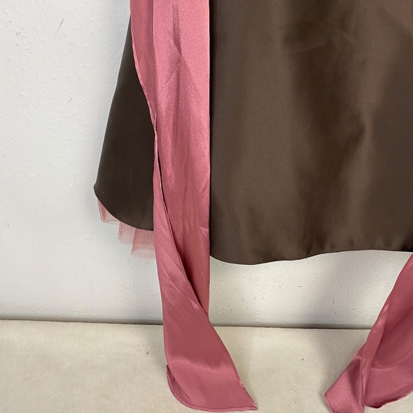 JUMP APPAREL STRAP Belt TIE/RHINESTONE Tulle homecoming DRESS 5/6 brown/pink - Picture 6 of 10